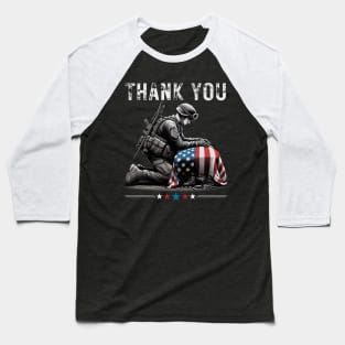 THANK YOU.Distressed Memorial Day Shirt Flag Military Boots Baseball T-Shirt